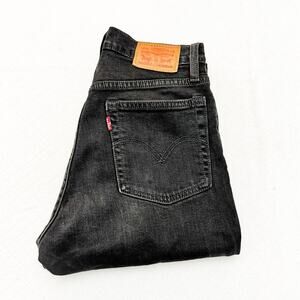 Levi's Black Skinny Denim Jeans Raw Hem Button Fly Charcoal Black Wash Size 25